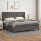 Boxspringbed met hoogwaardig kunstleer en wit materiaal voor rustslaap - Grijs / 200 x 200 cm / knoppwn - Bedden &
