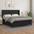 Boxspringbed met hoogwaardig kunstleer en wit materiaal voor rustslaap - Zwart / 180 x 200 cm / Effen ontwerp - Bedden