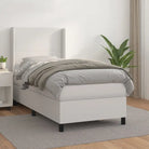 Boxspringbed met hoogwaardig kunstleer en wit materiaal voor rustslaap - Wit / 90 x 200 cm / Effen ontwerp - Bedden &