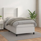 Boxspringbed met hoogwaardig kunstleer en wit materiaal voor rustslaap - Wit / 100 x 200 cm / Effen met spijkers