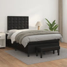 Boxspringbed met hoogwaardig kunstleer in grijs materiaal voor rustgevende nachten - Zwart / 120 x 200 cm / knoppwn