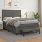 Boxspringbed met hoogwaardig kunstleer in grijs materiaal voor rustgevende nachten - Grijs / 140 x 190 cm / Effen