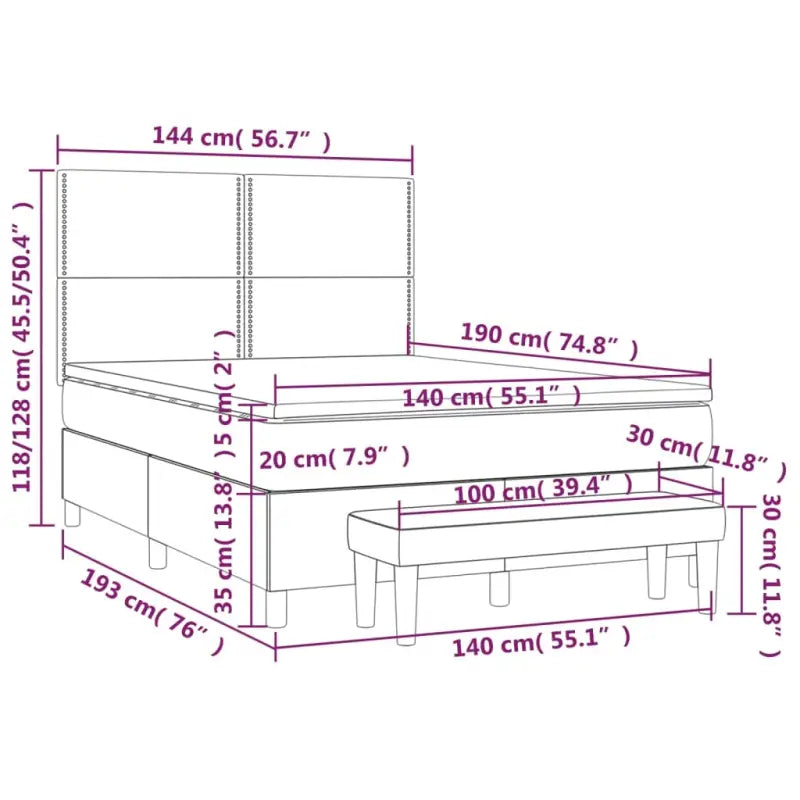 Boxspringbed met hoogwaardig kunstleer in grijs materiaal voor rustgevende nachten - Bedden & bedframes