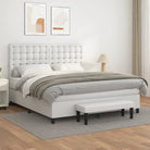 Boxspringbed met hoogwaardig kunstleer in grijs materiaal voor rustgevende nachten - Wit / 160 x 200 cm / knoppwn
