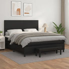 Boxspringbed met hoogwaardig kunstleer in grijs materiaal voor rustgevende nachten - Zwart / 160 x 200 cm / Effen