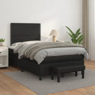 Boxspringbed met hoogwaardig kunstleer in grijs materiaal voor rustgevende nachten - Zwart / 120 x 200 cm / Effen