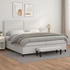 Boxspringbed met hoogwaardig kunstleer in grijs materiaal voor rustgevende nachten - Wit / 200 x 200 cm / Effen