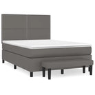 Boxspringbed met hoogwaardig kunstleer in grijs materiaal voor rustgevende nachten - Bedden & bedframes