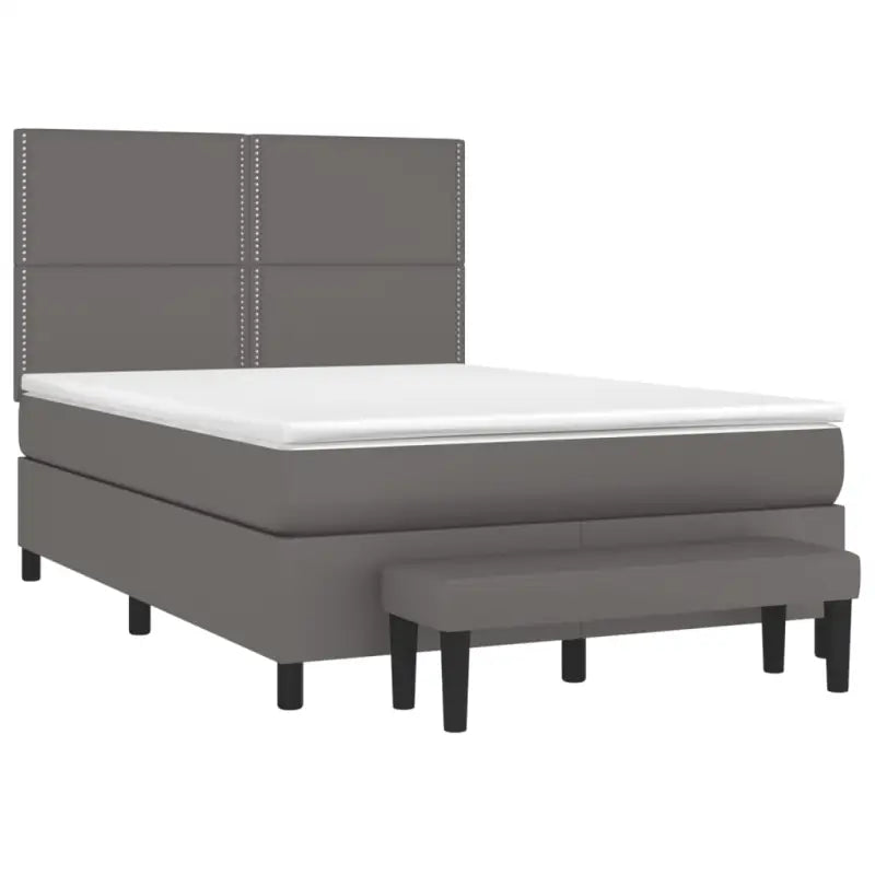 Boxspringbed met hoogwaardig kunstleer in grijs materiaal voor rustgevende nachten - Bedden & bedframes