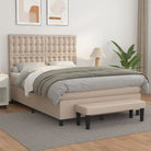 Boxspringbed met hoogwaardig kunstleer in grijs materiaal voor rustgevende nachten - Cappuccino / 140 x 190 cm