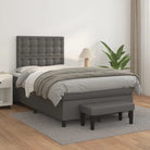 Boxspringbed met hoogwaardig kunstleer in grijs materiaal voor rustgevende nachten - Grijs / 120 x 200 cm / knoppwn