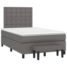 Boxspringbed met hoogwaardig kunstleer in grijs materiaal voor rustgevende nachten - Grijs / 120 x 190 cm / knoppwn