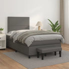 Boxspringbed met hoogwaardig kunstleer in grijs materiaal voor rustgevende nachten - Grijs / 120 x 200 cm / Effen