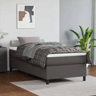 Boxspringbed met multiplex lattenbodem en crème kunstleer voor rust - Grijs / 90 x 190 cm / 35 cm - Bedden & bedframes