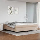 Boxspringbed met multiplex lattenbodem en crème kunstleer voor rust - Cappuccino / 200 x 200 cm / 35 cm - Bedden &