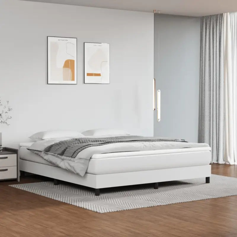 Boxspringbed met multiplex lattenbodem en crème kunstleer voor rust - Wit / 160 x 200 cm / 25 cm - Bedden & bedframes