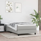 Boxspringbed met multiplex lattenbodem en zwart materiaal voor comfortabele slaap - Lichtgrijs / 100 x 200 cm / 25 cm