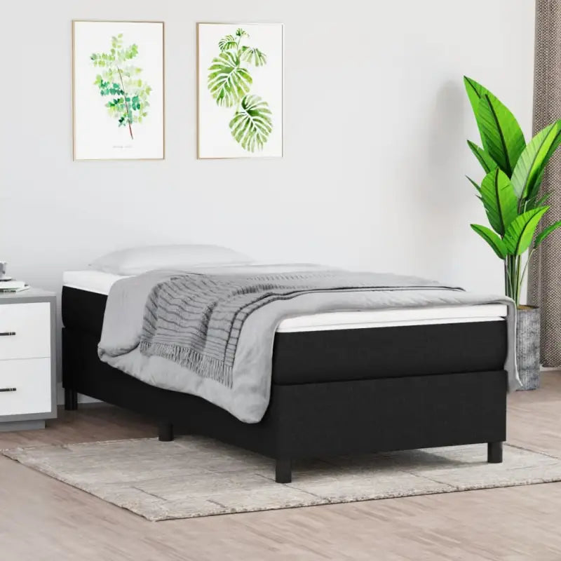 Boxspringbed met multiplex lattenbodem en zwart materiaal voor comfortabele slaap - Zwart / 100 x 200 cm / 35 cm