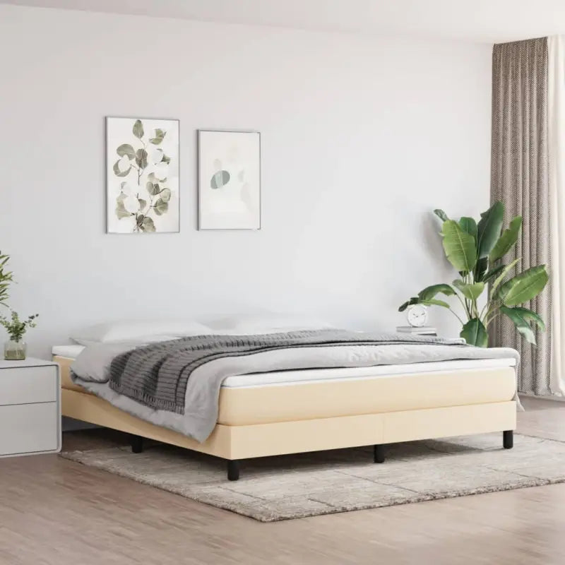 Boxspringbed met multiplex lattenbodem en zwart materiaal voor comfortabele slaap - Crème / 180 x 200 cm / 25 cm