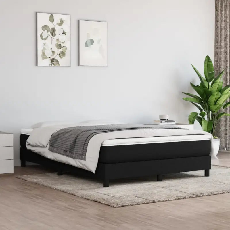 Boxspringbed met multiplex lattenbodem en zwart materiaal voor comfortabele slaap - Zwart / 140 x 200 cm / 25 cm