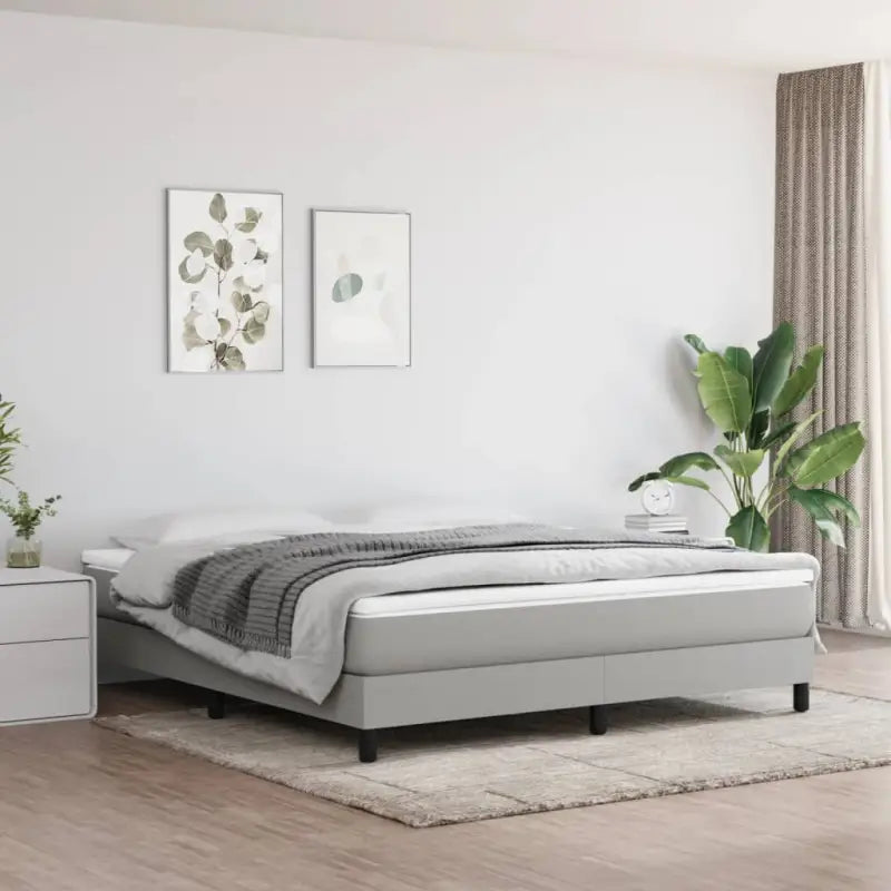 Boxspringbed met multiplex lattenbodem en zwart materiaal voor comfortabele slaap - Lichtgrijs / 180 x 200 cm / 25 cm