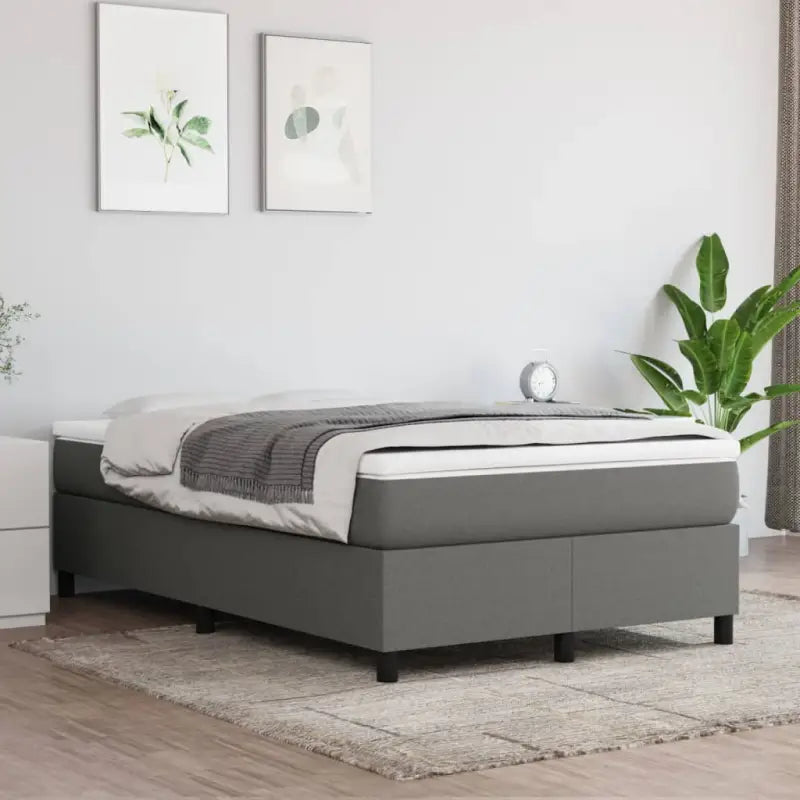 Boxspringbed met multiplex lattenbodem en zwart materiaal voor comfortabele slaap - Donkergrijs / 120 x 200 cm / 35 cm