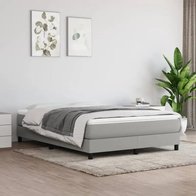 Boxspringbed met multiplex lattenbodem en zwart materiaal voor comfortabele slaap - Lichtgrijs / 140 x 190 cm / 25 cm