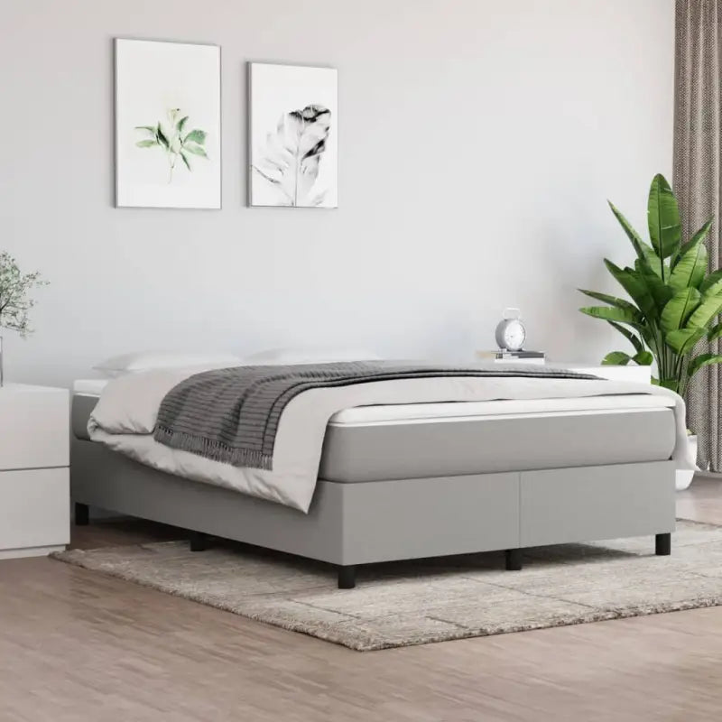 Boxspringbed met multiplex lattenbodem en zwart materiaal voor comfortabele slaap - Lichtgrijs / 140 x 190 cm / 35 cm