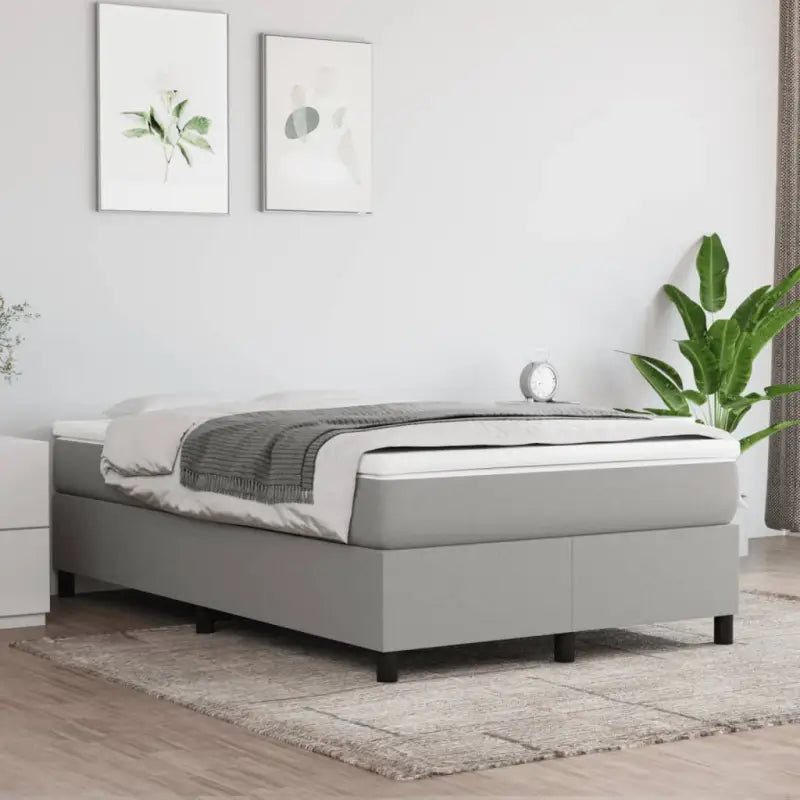 Boxspringbed met multiplex lattenbodem en zwart materiaal voor comfortabele slaap - Lichtgrijs / 120 x 200 cm / 35 cm