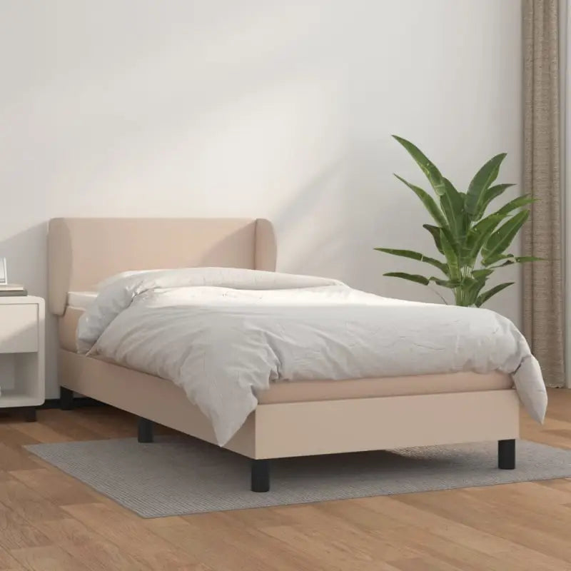 Boxspringbed met zwart materiaal en schuim afmetingen voor ultiem slaapcomfort - Cappuccino / 90 x 200 cm / Effen