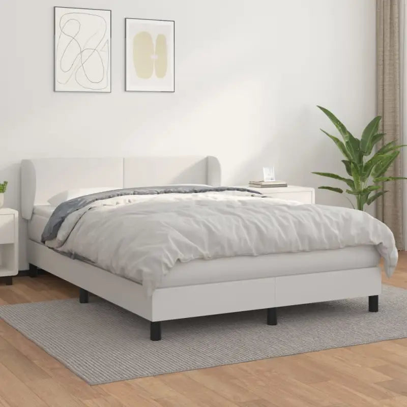 Boxspringbed met zwart materiaal en schuim afmetingen voor ultiem slaapcomfort - Wit / 140 x 190 cm / Effen ontwerp