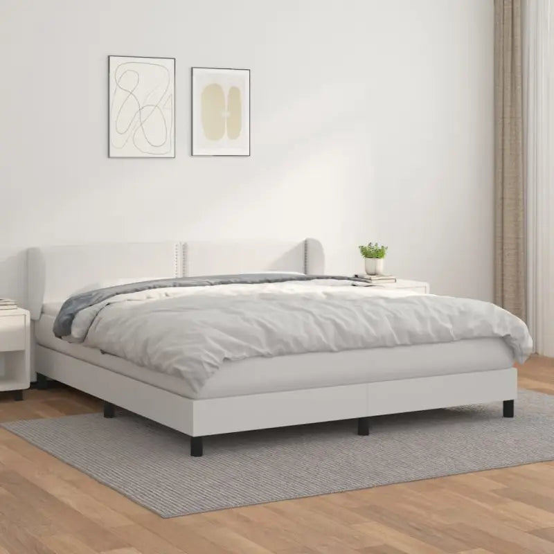 Boxspringbed met zwart materiaal en schuim afmetingen voor ultiem slaapcomfort - Wit / 180 x 200 cm / Effen