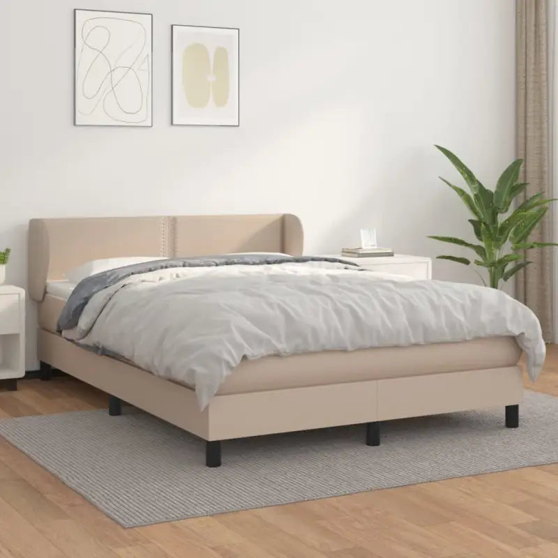 Boxspringbed met zwart materiaal en schuim afmetingen voor ultiem slaapcomfort - Cappuccino / 140 x 200 cm / Effen