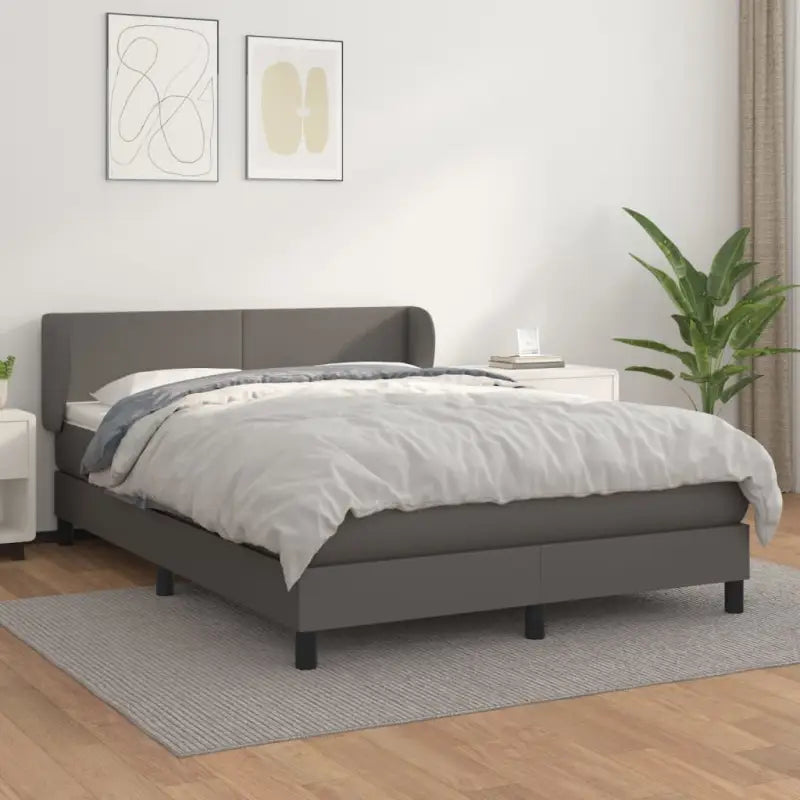 Boxspringbed met zwart materiaal en schuim afmetingen voor ultiem slaapcomfort - Grijs / 140 x 200 cm / Effen ontwerp