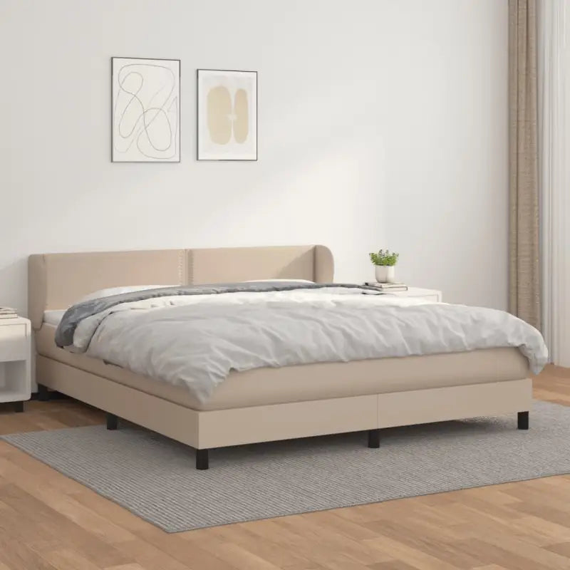 Boxspringbed met zwart materiaal en schuim afmetingen voor ultiem slaapcomfort - Cappuccino / 180 x 200 cm / Effen