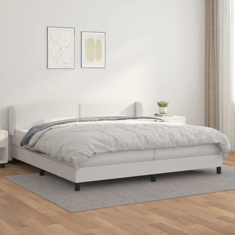 Boxspringbed met zwart materiaal en schuim afmetingen voor ultiem slaapcomfort - Wit / 200 x 200 cm / Effen