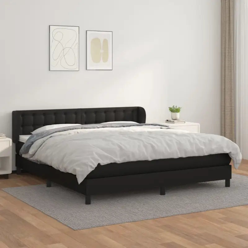 Boxspringbed met zwart materiaal en schuim afmetingen voor ultiem slaapcomfort - Zwart / 160 x 200 cm / knoppwn