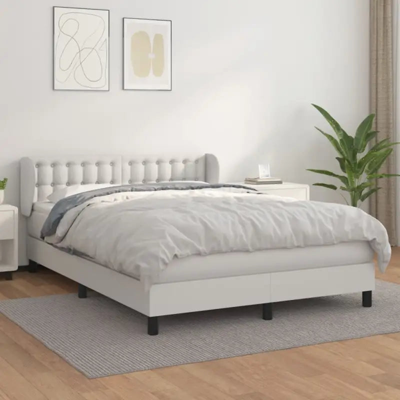 Boxspringbed met zwart materiaal en schuim afmetingen voor ultiem slaapcomfort - Wit / 140 x 200 cm / knoppwn - Bedden