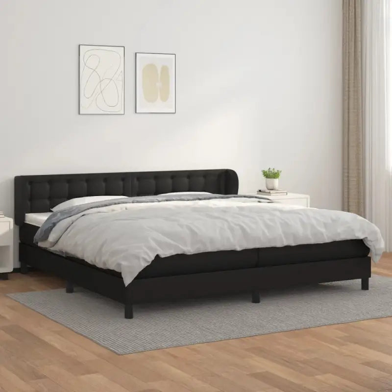 Boxspringbed met zwart materiaal en schuim afmetingen voor ultiem slaapcomfort - Zwart / 200 x 200 cm / knoppwn