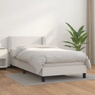 Boxspringbed met zwart materiaal en schuim afmetingen voor ultiem slaapcomfort - Wit / 80 x 200 cm / Effen met spijkers