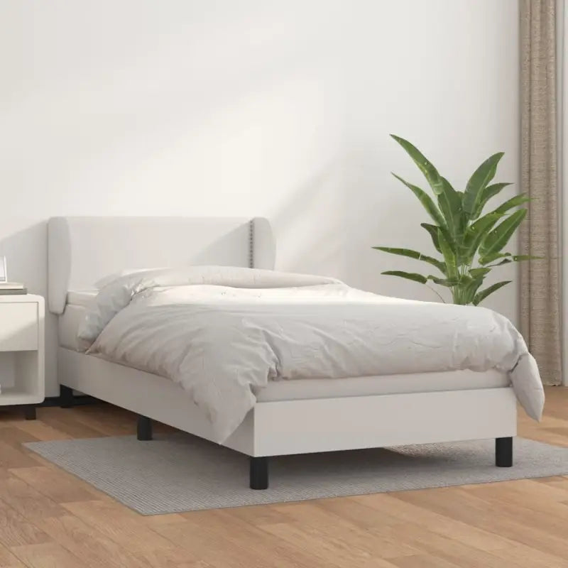 Boxspringbed met zwart materiaal en schuim afmetingen voor ultiem slaapcomfort - Wit / 80 x 200 cm / Effen met spijkers