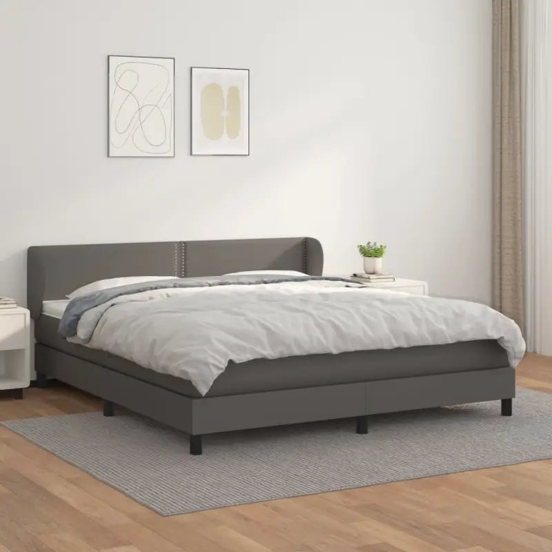 Boxspringbed met zwart materiaal en schuim afmetingen voor ultiem slaapcomfort - Grijs / 180 x 200 cm / Effen