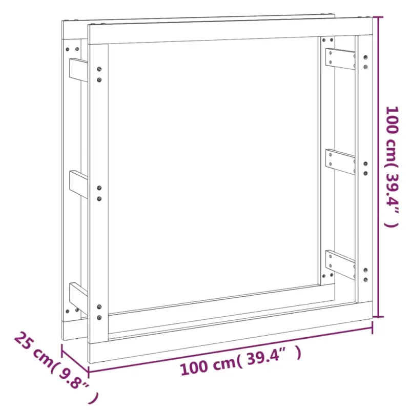 Brandhoutrek van massief grenenhout 100x25x100 voor nette opslag - Brandhoutrekken & -dragers
