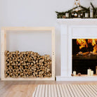 Brandhoutrek van massief grenenhout 100x25x100 voor nette opslag - Naturel / 100 x 25 x 100 cm - Brandhoutrekken &