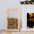 Brandhoutrek van massief grenenhout 100x25x100 voor nette opslag - Naturel / 60 x 25 x 100 cm - Brandhoutrekken &