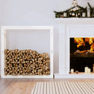 Brandhoutrek van massief grenenhout 100x25x100 voor nette opslag - Wit / 100 x 25 x 100 cm - Brandhoutrekken & -dragers