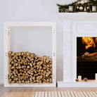 Brandhoutrek van massief grenenhout 100x25x100 voor nette opslag - Wit / 80 x 25 x 100 cm - Brandhoutrekken & -dragers