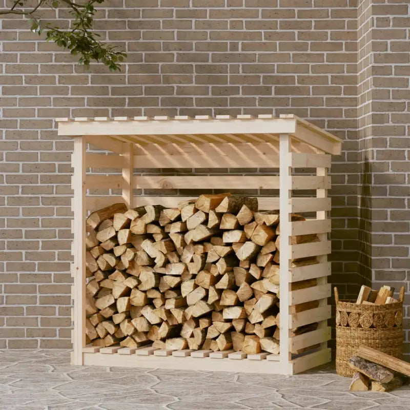 Brandhoutrek van massief grenenhout voor een rustieke uitstraling - Naturel / 108 x 73 x 108 cm - Brandhoutrekken &