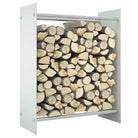 Brandhoutrek van stevig gehard glas en staal voor nette opslag - Wit / 80 x 35 x 100 cm - Brandhoutrekken & -dragers