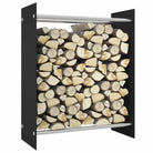 Brandhoutrek van stevig gehard glas en staal voor nette opslag - Zwart / 80 x 35 x 100 cm - Brandhoutrekken & -dragers